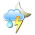 Partly cloudy, thunderstorms with rain