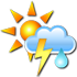 Partly cloudy, thunderstorms with rain
